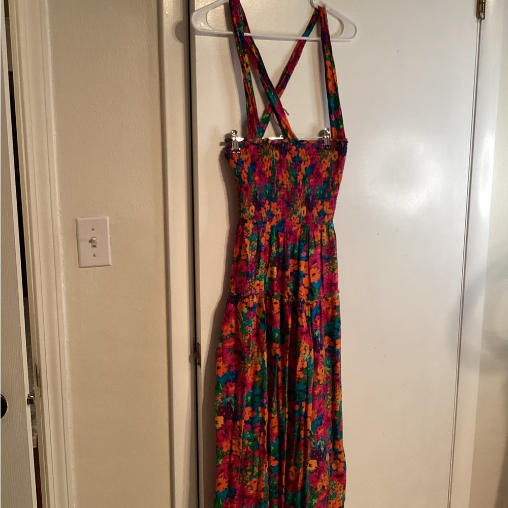 Luca Floral Multicolor Maxi Dress large, crossback